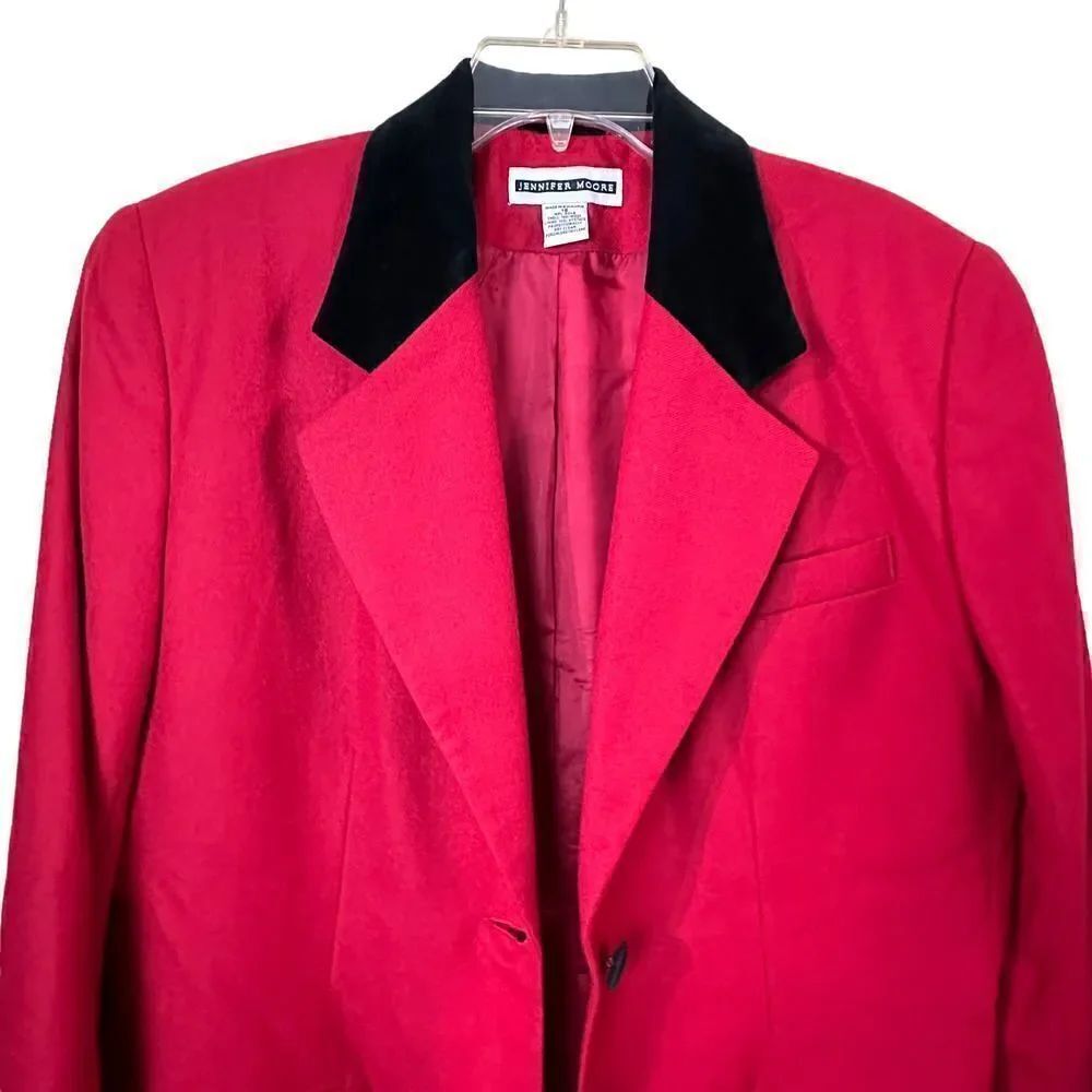 Jennifer Moore Red Wool Blazer Size 16 - Picture 3 of 8